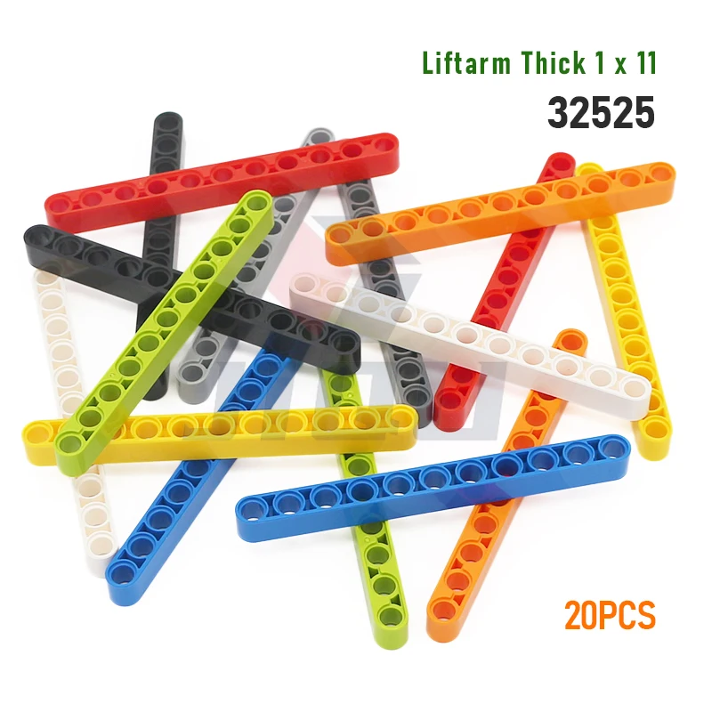 20PCS 32525 Liftarm Thick 1 x 11 Straight Bricks Technical Building Blocks Toys High Tech Beam MOC Parts DIY Kid Gift Compatible