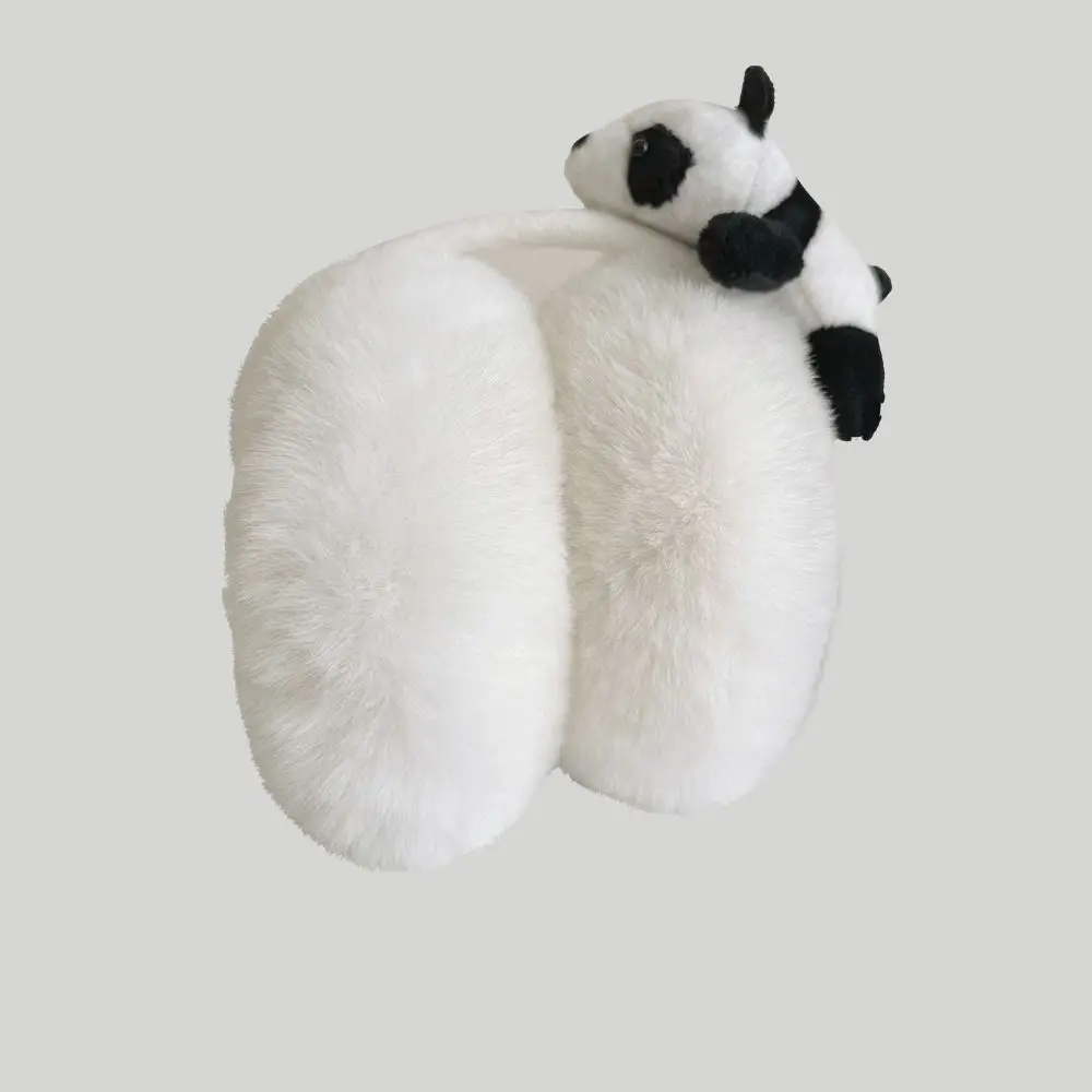 Panda Doll Plush Warm Earmuffs Men Women Winter Foldable Soft Thicken Solid Color Earmuffs Cute Earlap Accessories