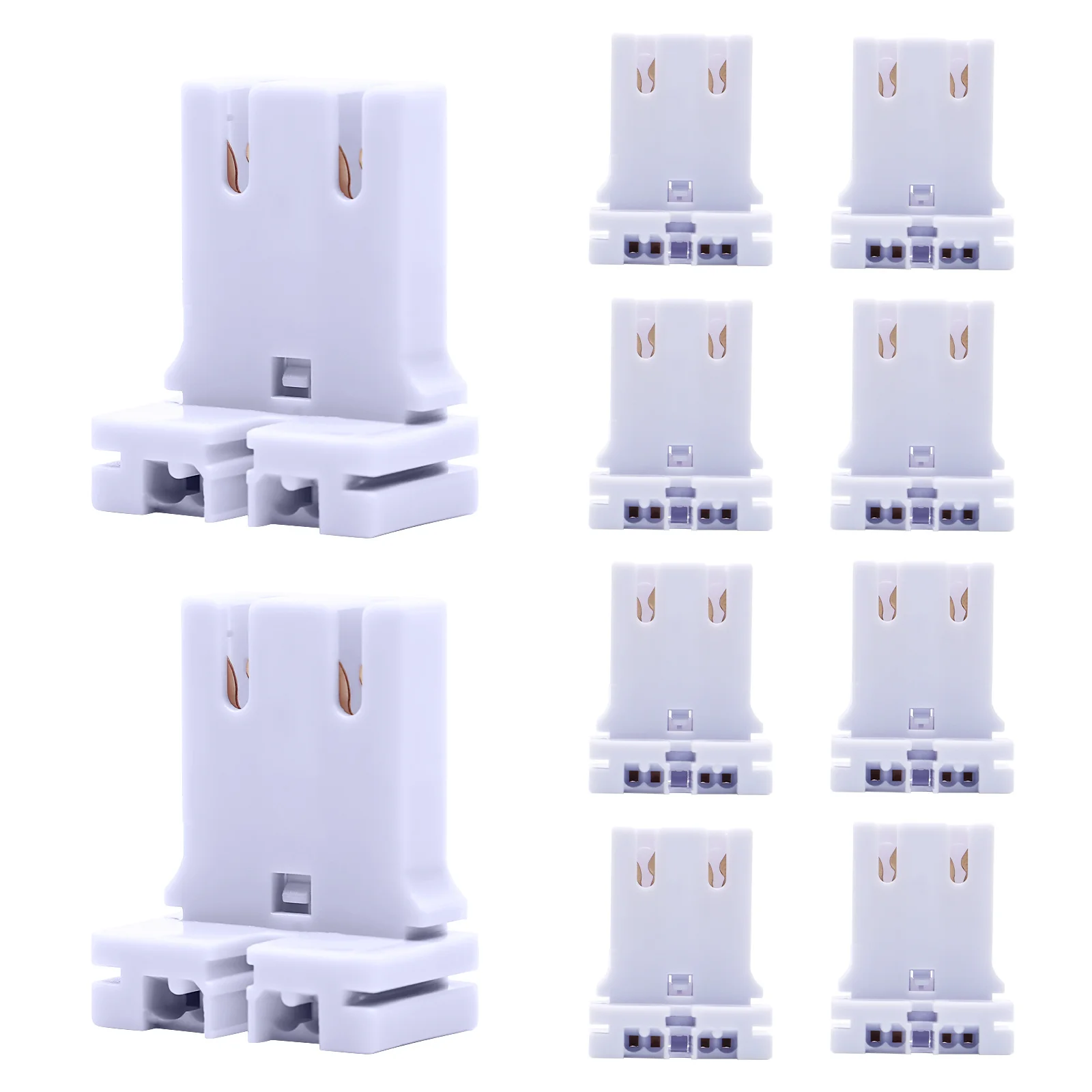 

10Pcs Universal T12 Fluorescent Tube Holder Heavy Duty Light Bulb Socket Heat Resistant for Office Home Wardrobe Ceiling