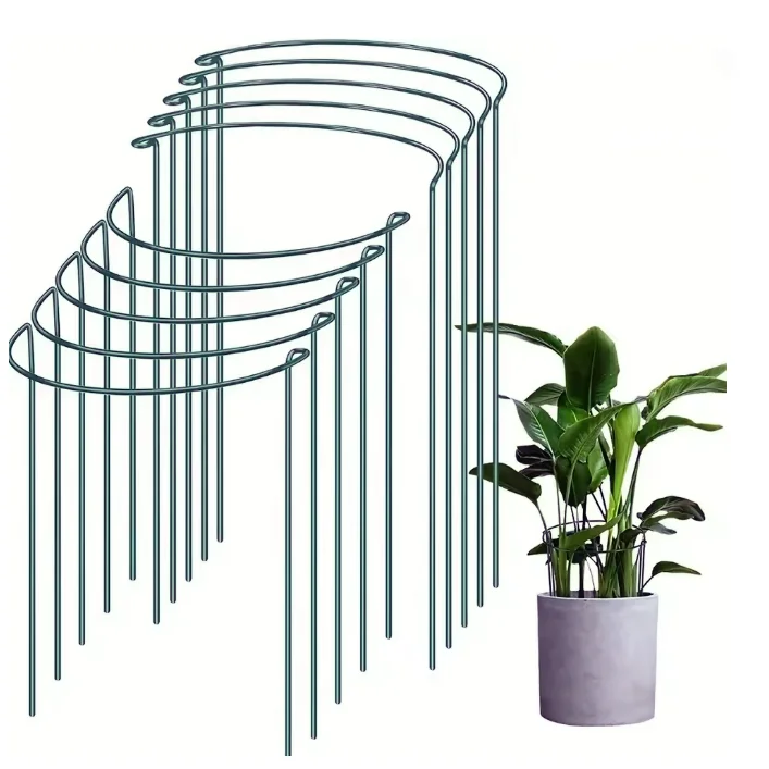 12 Pack Plant Support Stakes for Outdoor Indoor Plants, Half Round Garden Plant Support Rings for Peonies, Hydrangeas, Roses