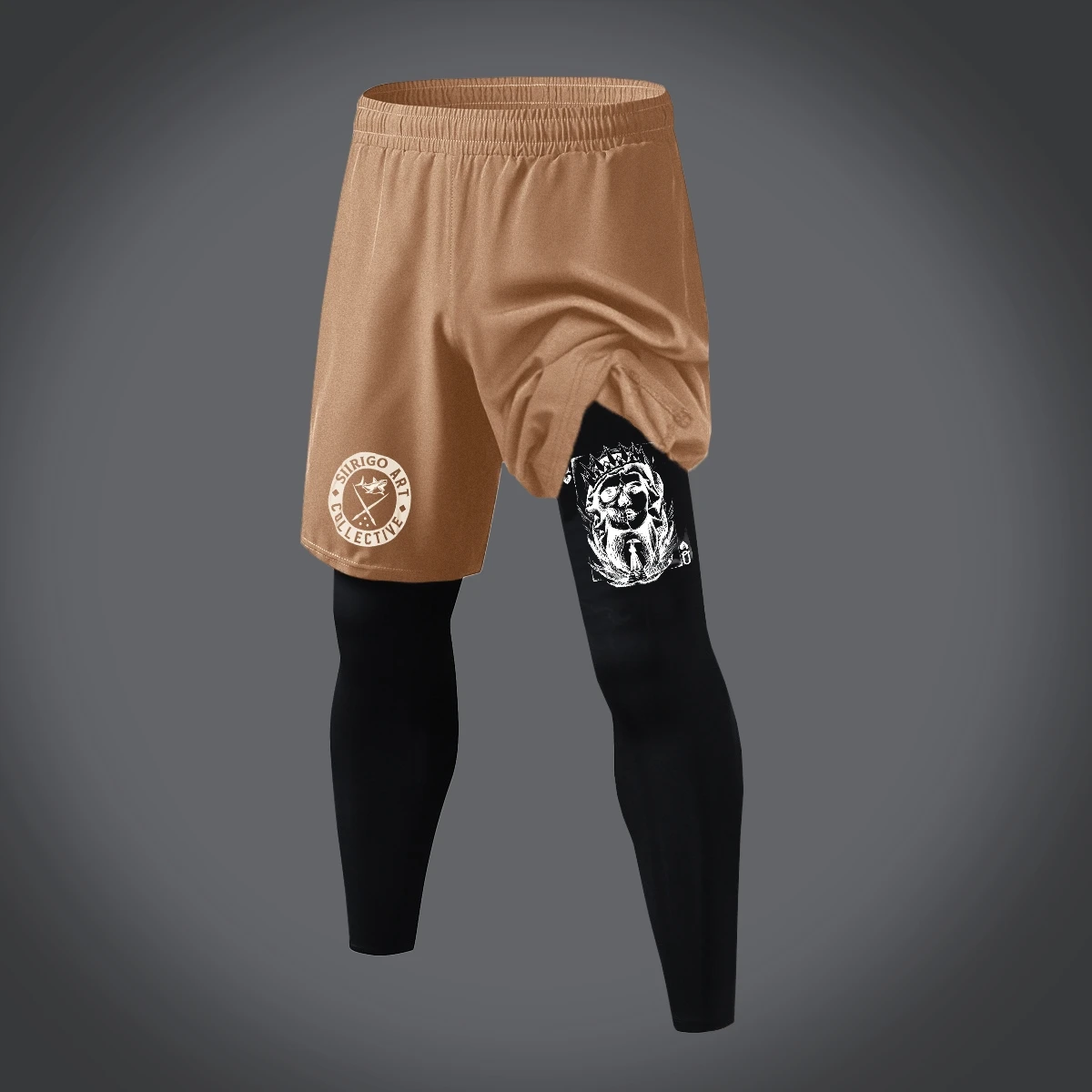 Calça esportiva masculina de camada dupla, quatro estações, impressão com padrão 3D, tendência da moda, versão confortável, adequada para fitness, corrida