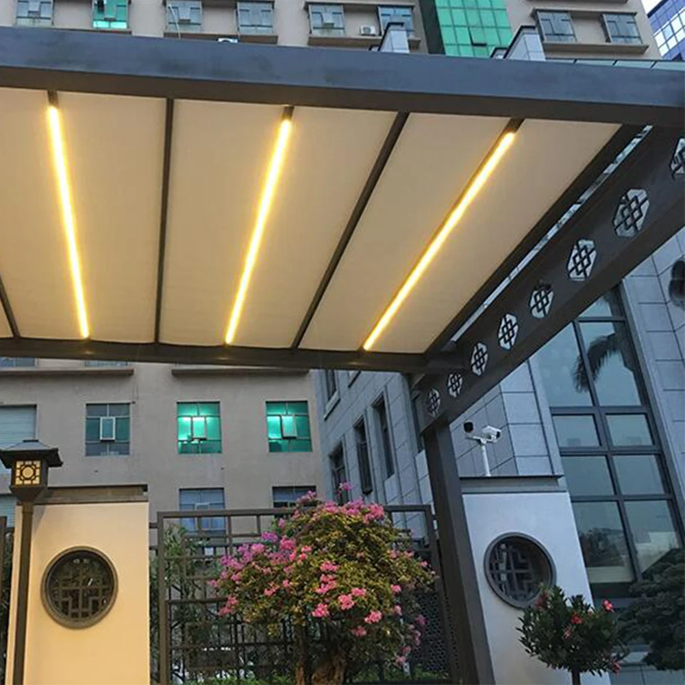Luxury Full Cassette Motorized Retractable Awning LED Lights New Patent Design Outdoor Patio Remote Control Shade Sunshade