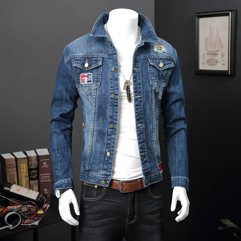 Elastic denim jacket for men's spring new  slim fit denim jacket for men's  jackets and trendy men's clothing korean fashion