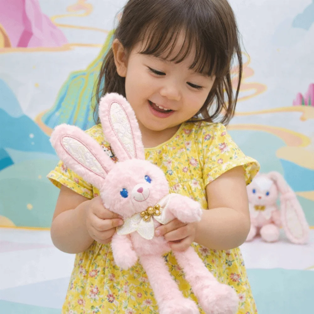 Soft Stuffed Stuffed Bunny Keychain 30cm Size Creative Design Ear Pulling Rabbit Kawaii Style Children Gits Rabbit Pendant