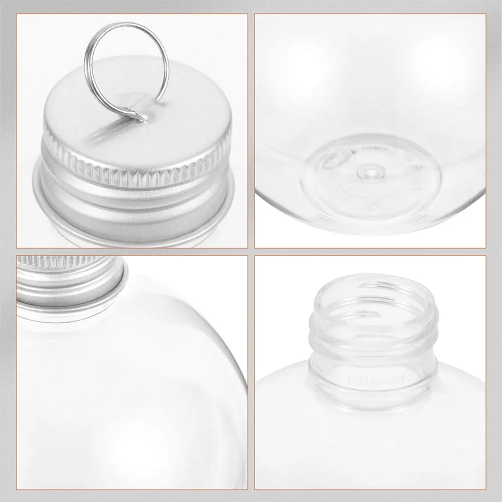 

10pcs 250ml Light Bulb Shaped Ball Bottles Transparent PET Sealed Cap Juice Storage Christmas Decor Candy Containers Golden