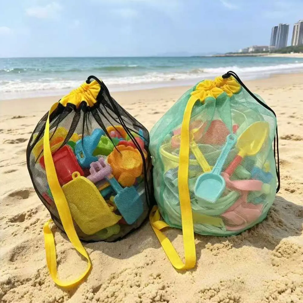 Beach Swimming Storage Bag, Lightweight and Large Capacity, Drawstring Expandable Mesh Shoulder Beach Bag, Sand-Proof and Breathable Beach Cover, Suitable for Changing Clothes, Towels, Portable Crossbody Bag, Dual-Use for Outdoor Travel and Swimming