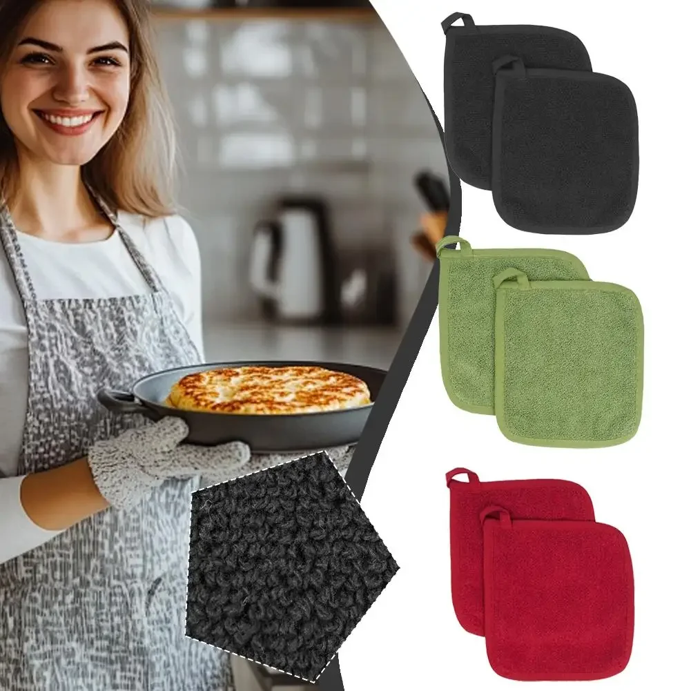 2PCS Cotton Pot Holder Pan Oven Cloth Resistant Insulation Pads Kitchen Placemats Table Toweling Heat Insulation Mat