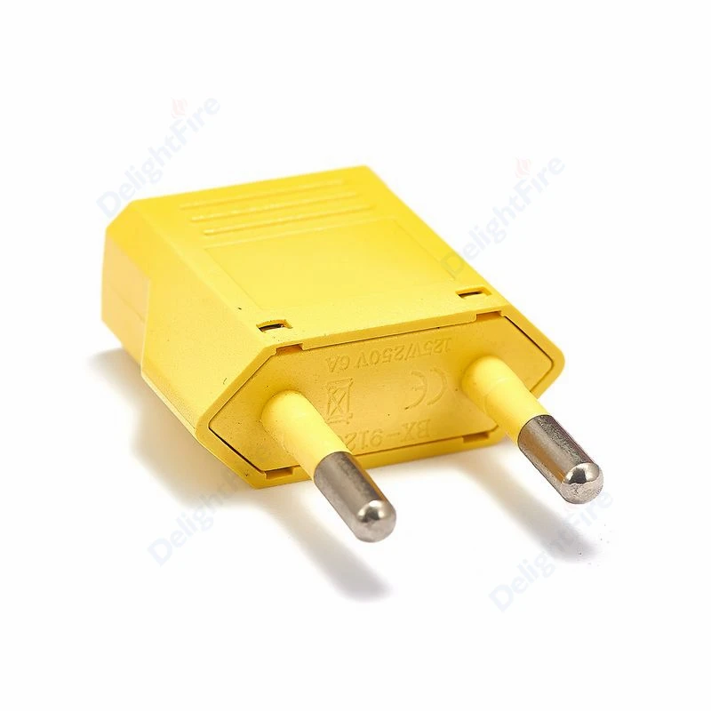 Yellow European Euro EU Plug Adapter 2 Pin US Brazil Italy To Europe German Travel Power Adapter Type C Plug Outlet Socket CE