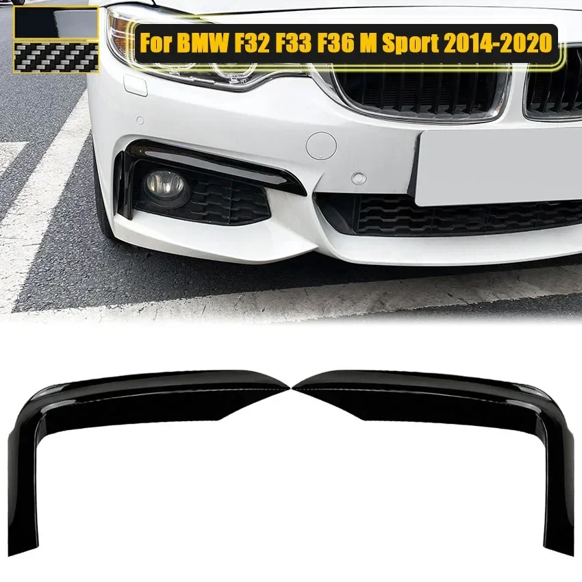 For BMW F32 F33 F36 M-Sport 420i 428i 435i 440i 2014-2020 Front Upper Trim Splitters Spoiler Kit Fog Lamp Cover Car Accessories