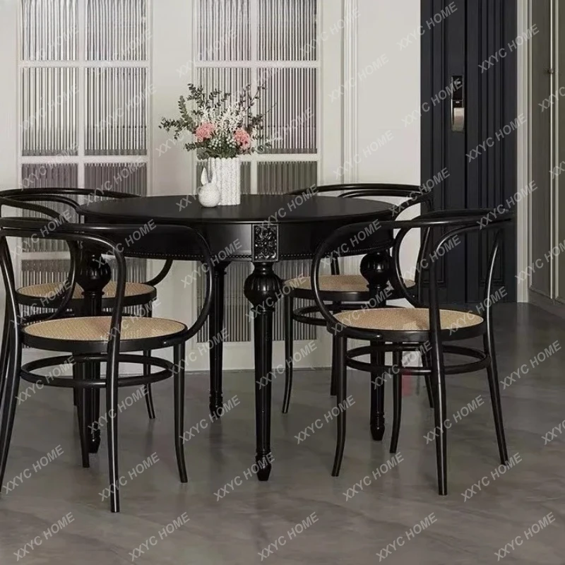 

light luxury retro solid wood rectangular dining table casual simple dining table