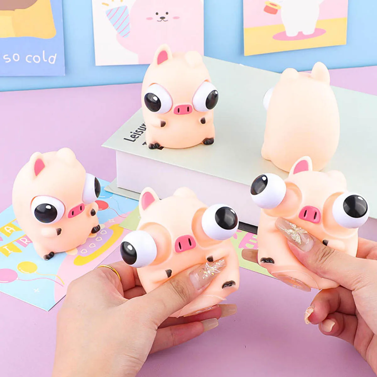 Lustiges Augapfel-Burst-Squeeze-Spielzeug, matschiges süßes Schweinchen, Zappelspielzeug für Kinder, Stressabbau, Antistress-Cartoon-Tier, sensorische Ball-Geschenke