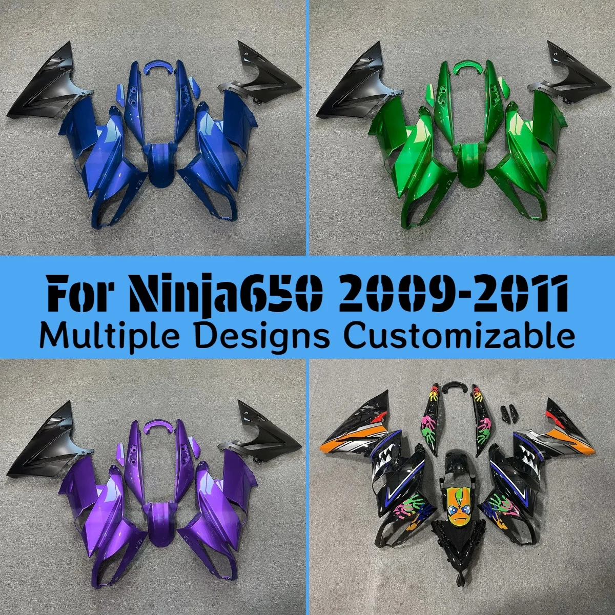 

Ninja 650R 2009 2010 2011 Motorcycle Fairing Set for Kawasaki Ninja650R 09 10 11 Free Custom ABS Injection Kit Fairings Fit