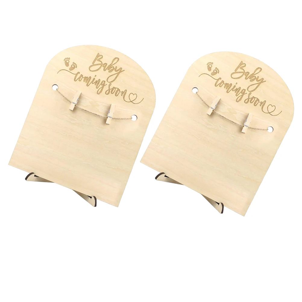 

2 Sets Baby Memorial Card Milestones Monthly Markers Clip Hospital Announcement Sign Beige Shower Birth Board