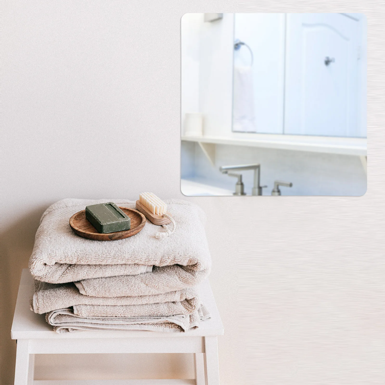 

2pcs Acrylic Mirror Tiles Self Adhesive Wall Square Stick On Bathroom Mirrors Peel Frameless Decorative Sheets Wardrobe Door