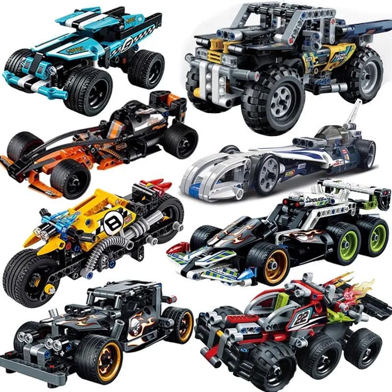 Technical Series Monster Off-Road Jam Megalodon Building Blocks 2in1 Sport Racing Pull Back Car Model Bricks Toys For Boys Gifts