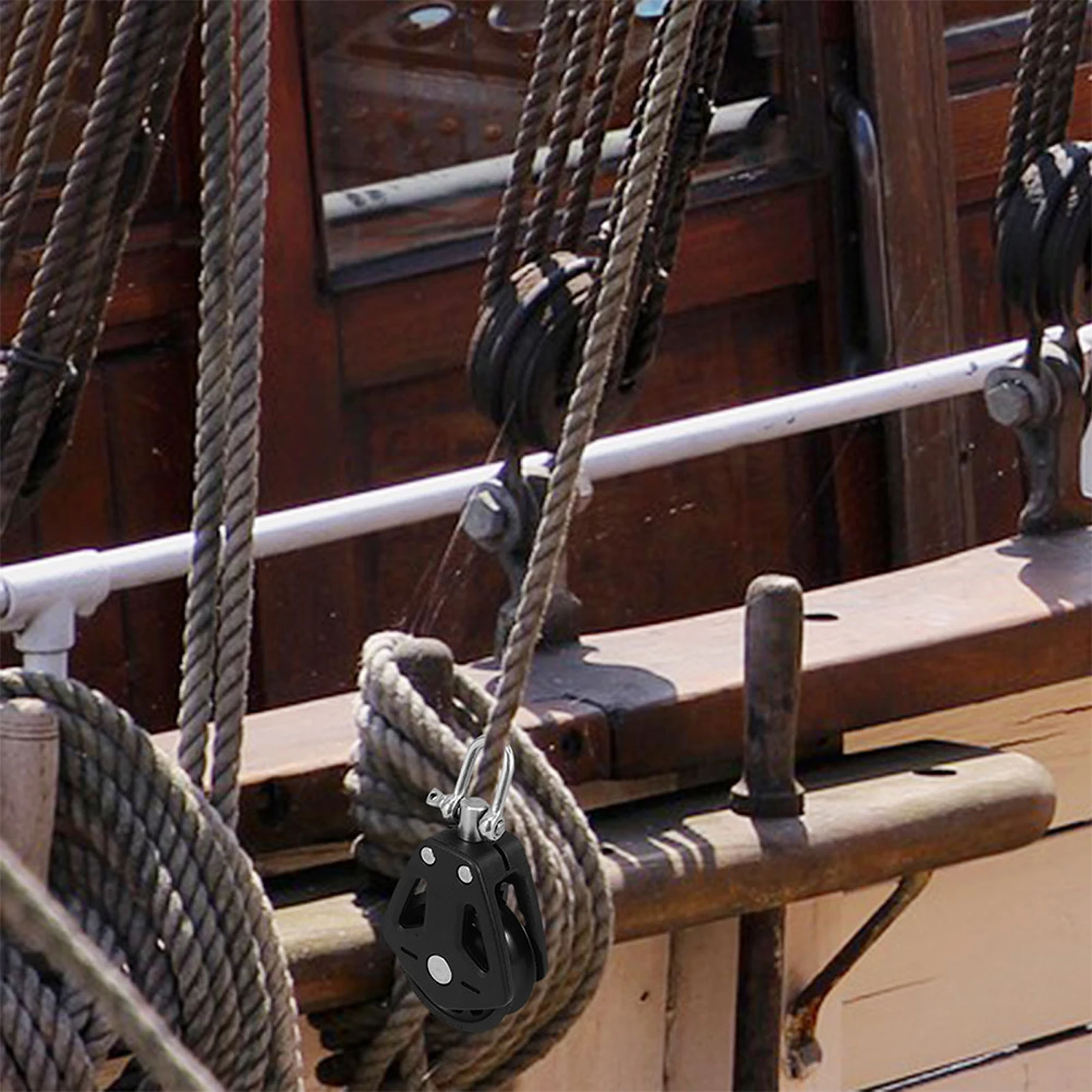 

2Pcs Double Pulley Block Nylon Stainless Steel Bearing Marine Sailboat Weight Cable Gym Equipment Marine Pulley Block