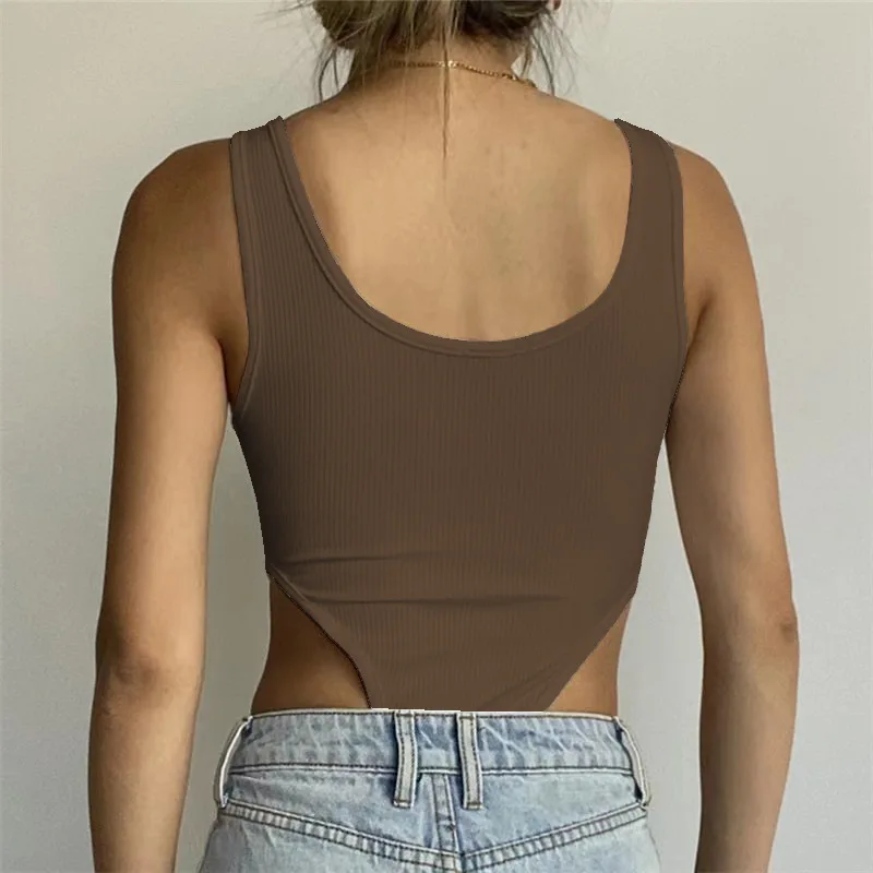 Damenbekleidung Ärmelloser Strick-Bodysuit Heißer Sommer Sexy Bodycon Off-Shoulder Neckholder-Top Lässiger Street-Bodysuit für Damen ClubWe – Detail 15