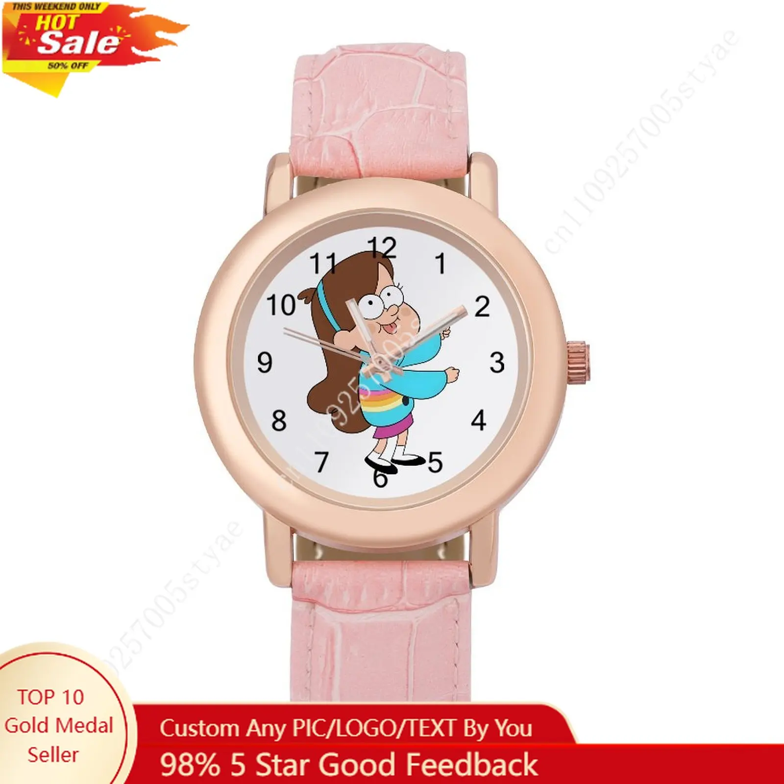 

Mabel Pines Women Leather Strap Watch Disney Cartoon Custom Watch Personalized Your Own Design Holiday Birthday Gift Cosplay