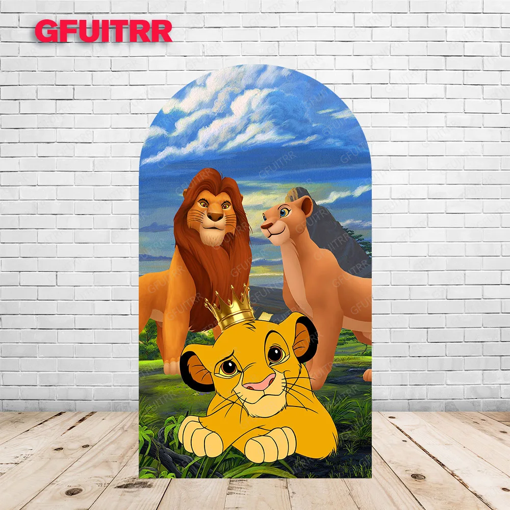 Disney Simba The King Lion Doublesided Arch Cover Backdrop Photography Backdrop Birthday Background Polyester Photo Booth Props