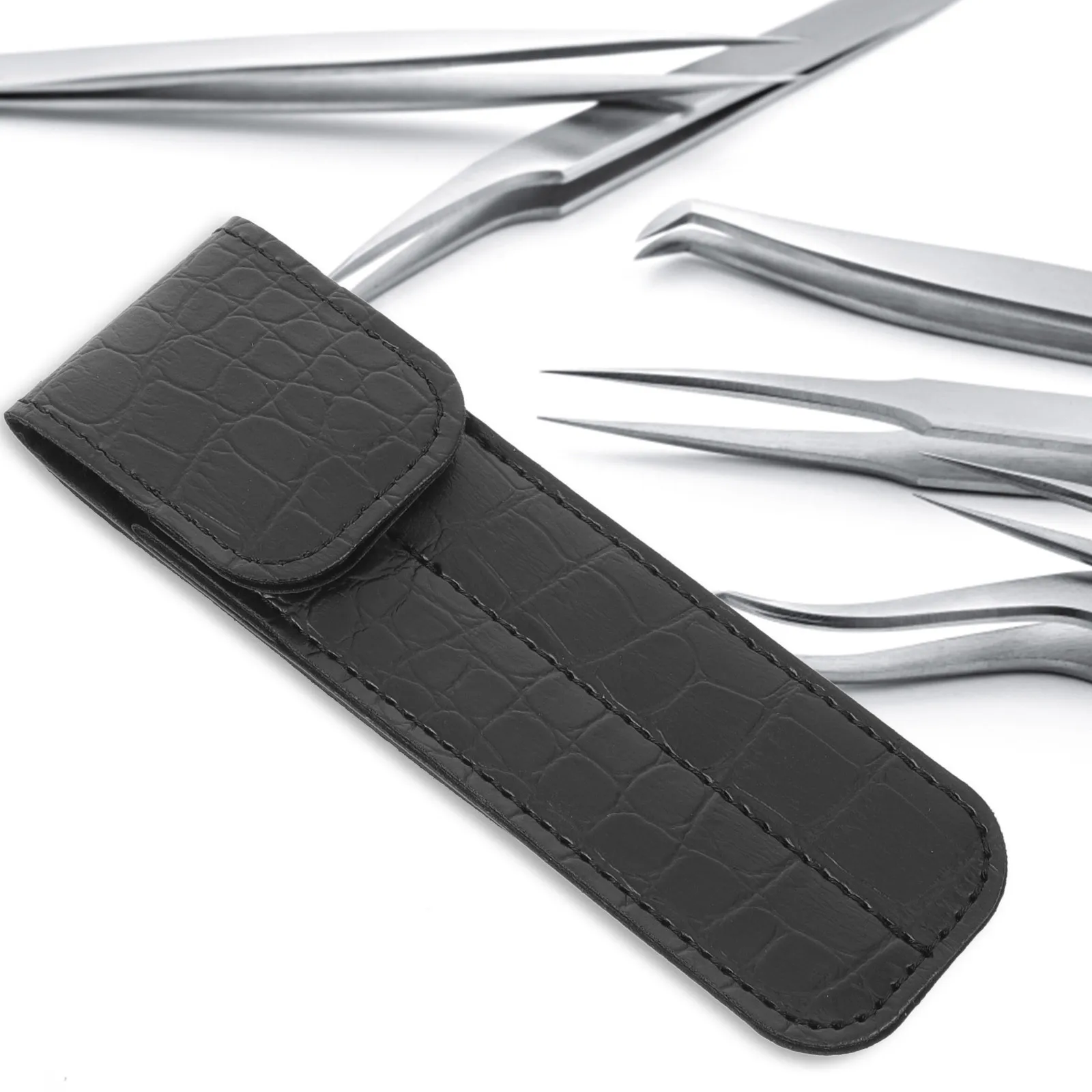 磁気まつげピンセットケース PU 収納ポーチ ポータブルミニツールホルダー まつげエクステンションツール用 コンパクト美容アクセサリーケース