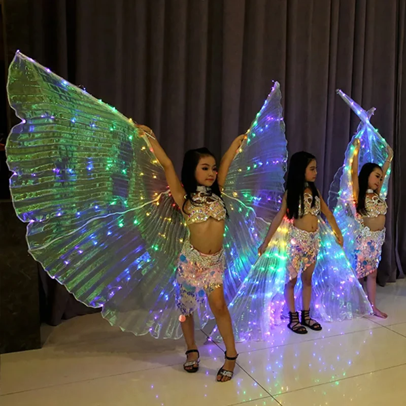 Isis Wing LED Neon Colorful Cloak Adult Child Dancers LED Luminous Butterfly Wings Stage Performance Props Belly Dancing Costume