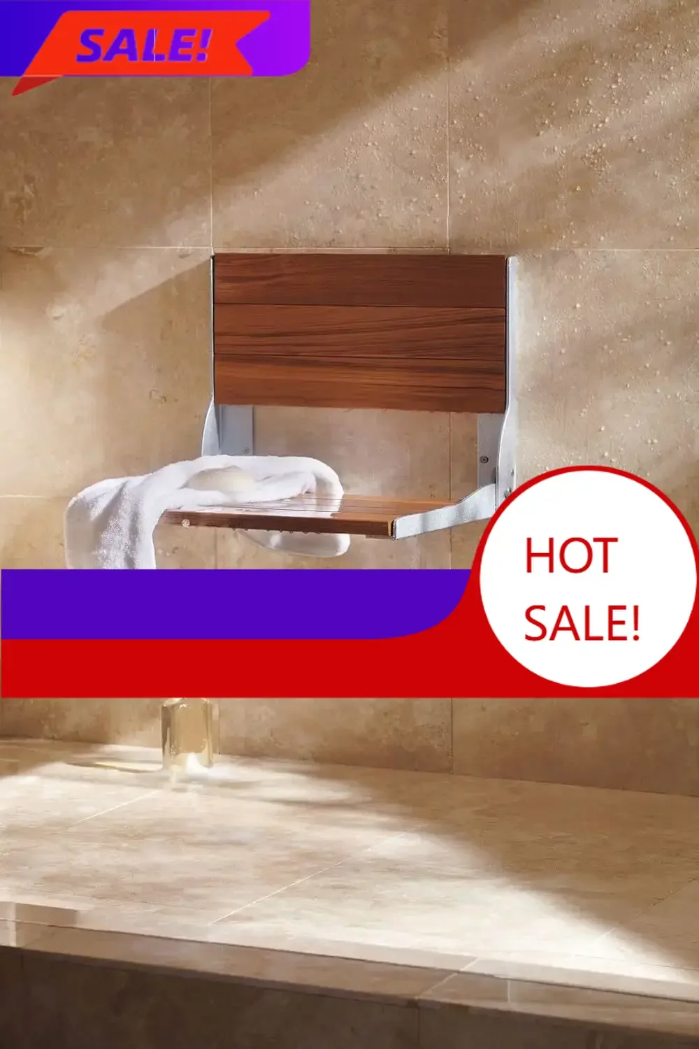 

BestsellerHome Care Bathroom Safety Shower Chair for Elderly and Disabled, Stainless & Aluminum Foldable Teak Shower Bench