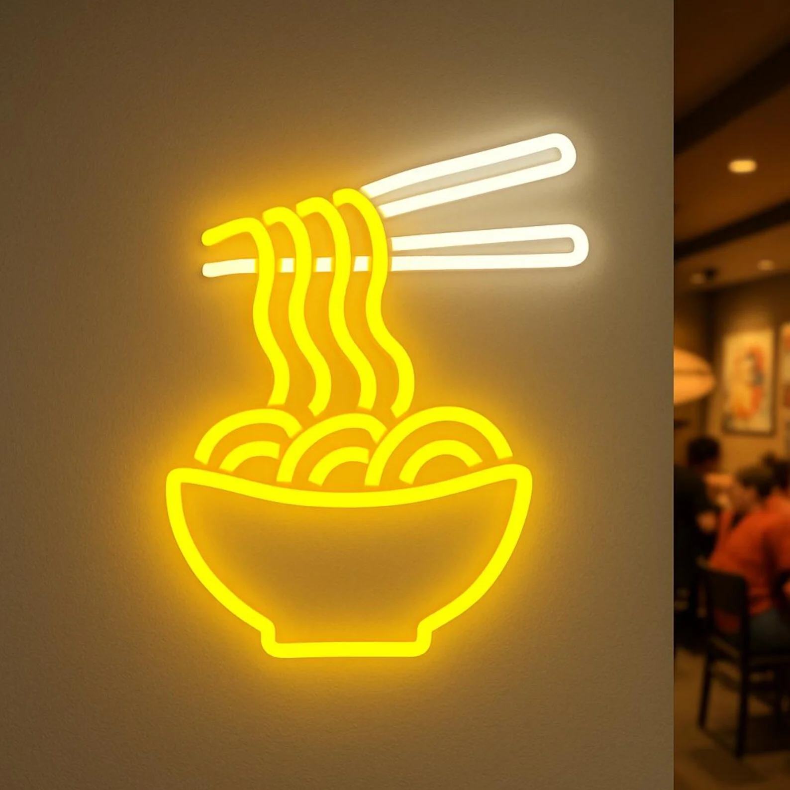 Noodles Wrapped On Chopsticks Neon Sign,Food Neon,Kitchen Led Sign,Asian Restaurant Neon Decor,Noodles LED Decor,Business Sign