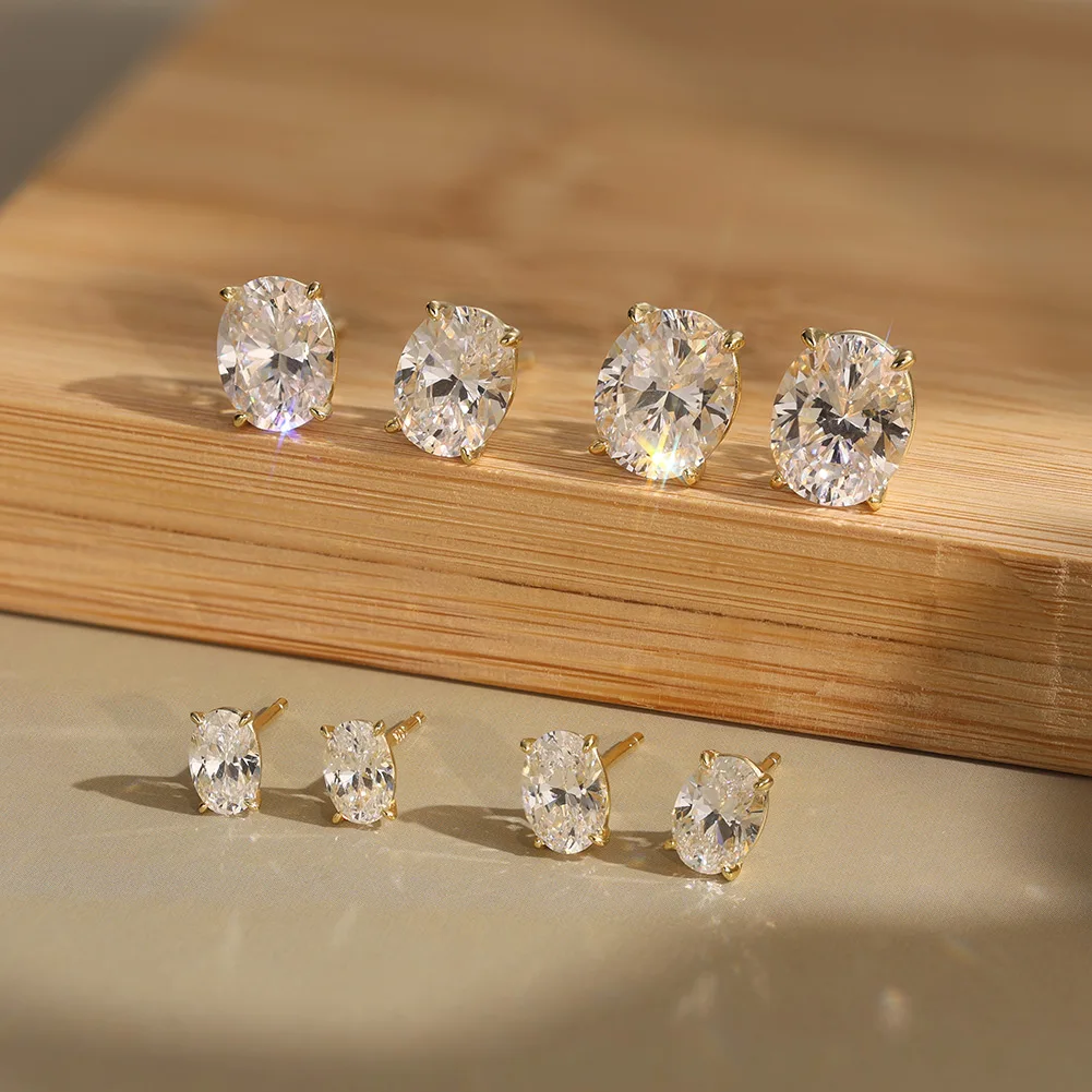 KISS MANDY Funkelnde Hochzeit 8A Kubikzircon Ohrstecker für Frauen Zierlicher S925 Silber Geometrischer klarer CZ Temperament Ohrring LZE03