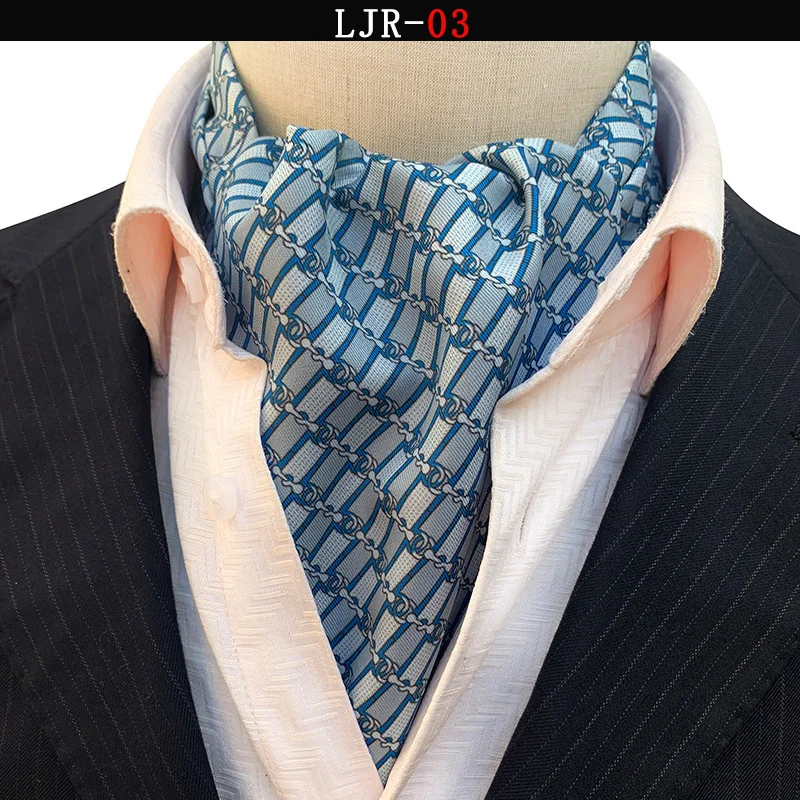 Elegant Polyester Jacquard Woven Mens Ascot Necktie Ties Cravat Plaid Floral Wedding Business Party Accessories view 5