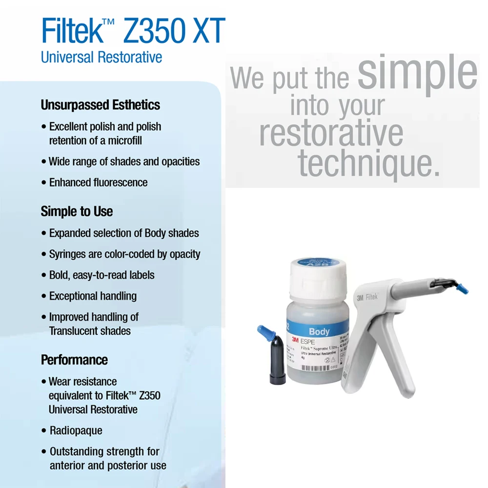 3M Filtek Z350 XT Capsule Body Composite Resin A2 A3 7019A2B Dentistry Light Cure Filling Material Universal Restorative Product