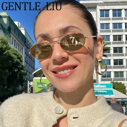 Small Frame Oval Punk Sunglasses Women Men 2026 Luxury Brand Double Beam Retro Sun Glasses For Lady Trendy Outdoor UV400 Shades