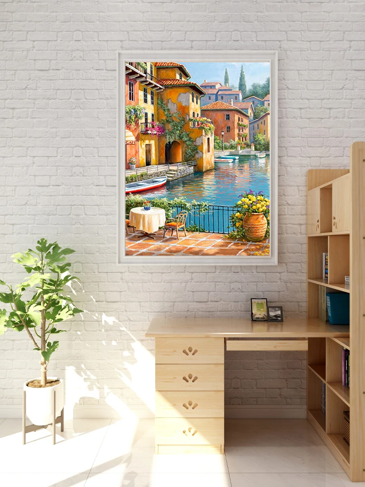 CHENISTORY ramki malowanie przez zestawy liczb krajobraz miasteczka nowoczesny rysunek kolorowanki numeryczne dla Diy prezent Wall Art obraz sztuka