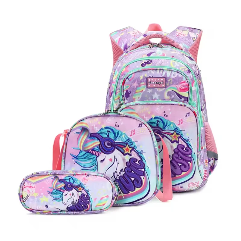 AOK New High Capacity Backpack And Lunchbag Set For Kids School Bags For Girls Teen Set,A Backpack,A Meal Bag,A Pen Bag