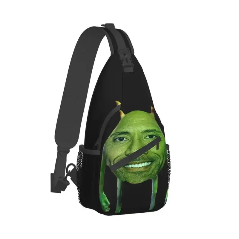 Fashion Dwayne The Rock Johnson Meme Crossbody Sling Backpack Men Shoulder Chest Bags for Camping Biking