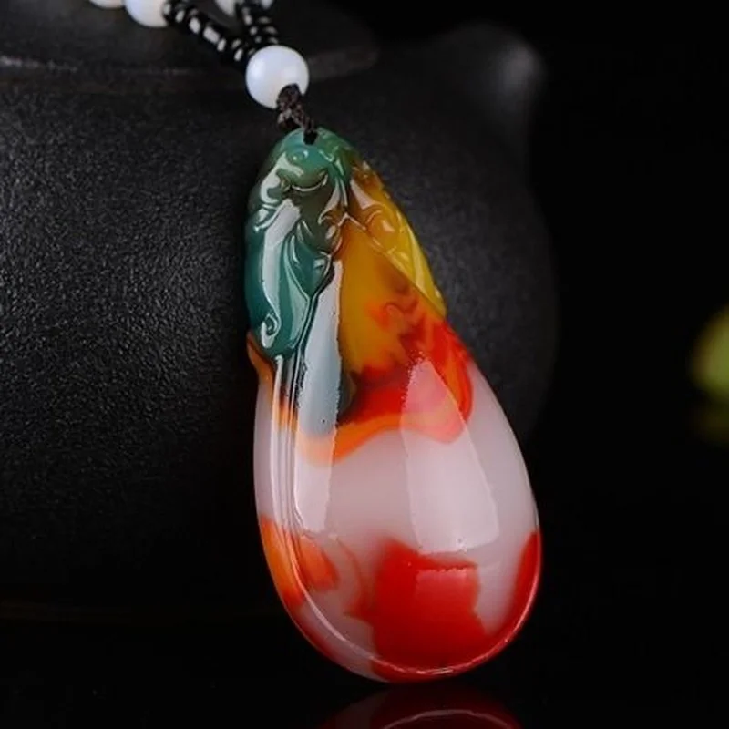 Xinjiang Hetian Jade Color Jade Original Stone Drop Pendant Women's Drip Pendant