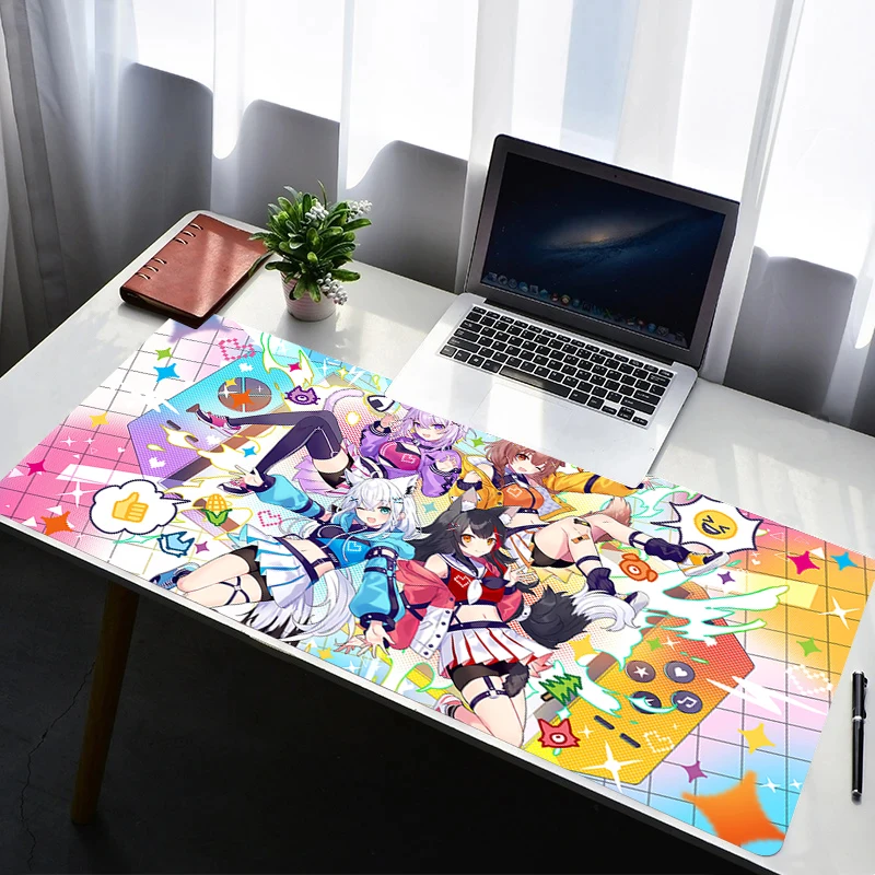 

Mouse Pad Laptop Rubber Extended Desktop Mat Computer Gamer Mousepad Hololive Shirakami Fubuki Gaming Accessories Keyboard Pad