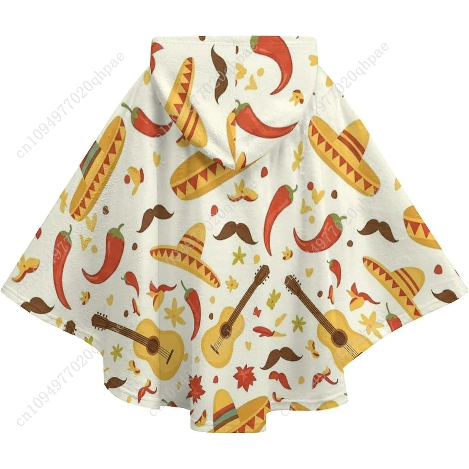 سترة بطانية مريحة من الفلانيل، سترة بغطاء للرأس كبيرة الحجم على شكل جيتار مكسيكي مع جيوب للأطفال والمراهقين #6