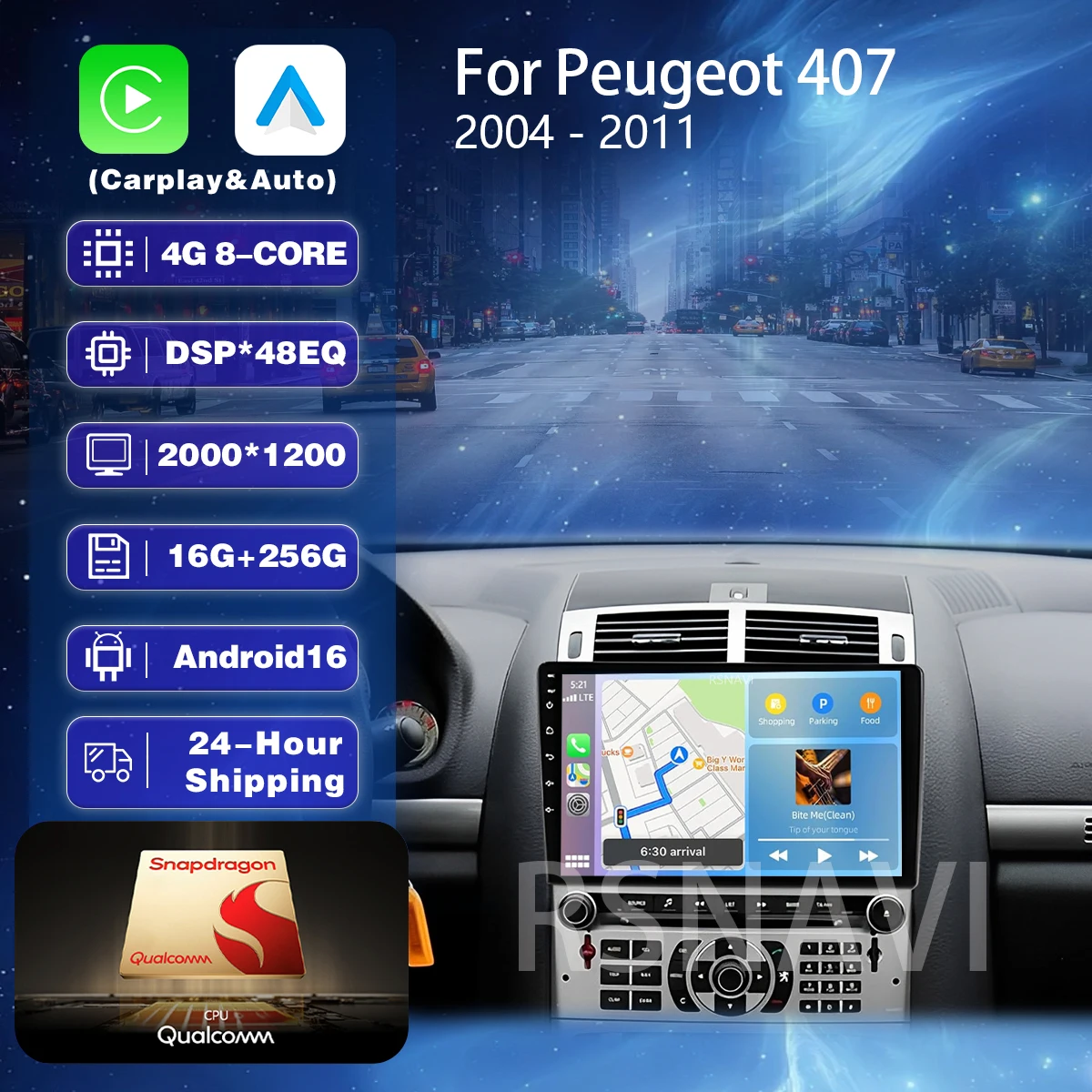 Plug and Play Android 16 For Peugeot 407 CC 407CC SW 2004 - 2011 Carplay Car Radio Multimedia navigation video Autoradio Stereo