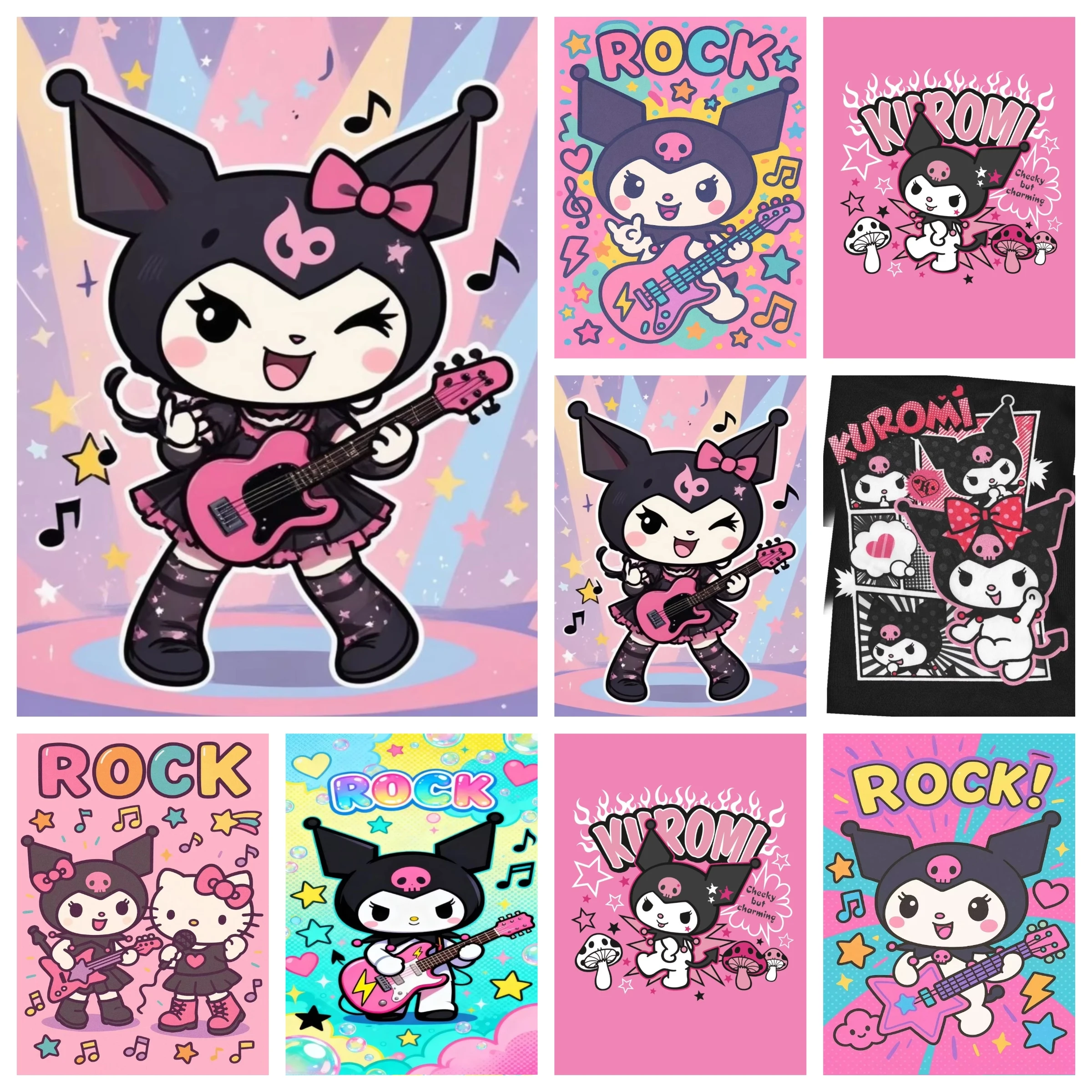 Oil Painting by Number Kit Sanrio Kuromi Cute Cartoon Art Canvas Wall Art for Adults DIY Home Decor Gift
