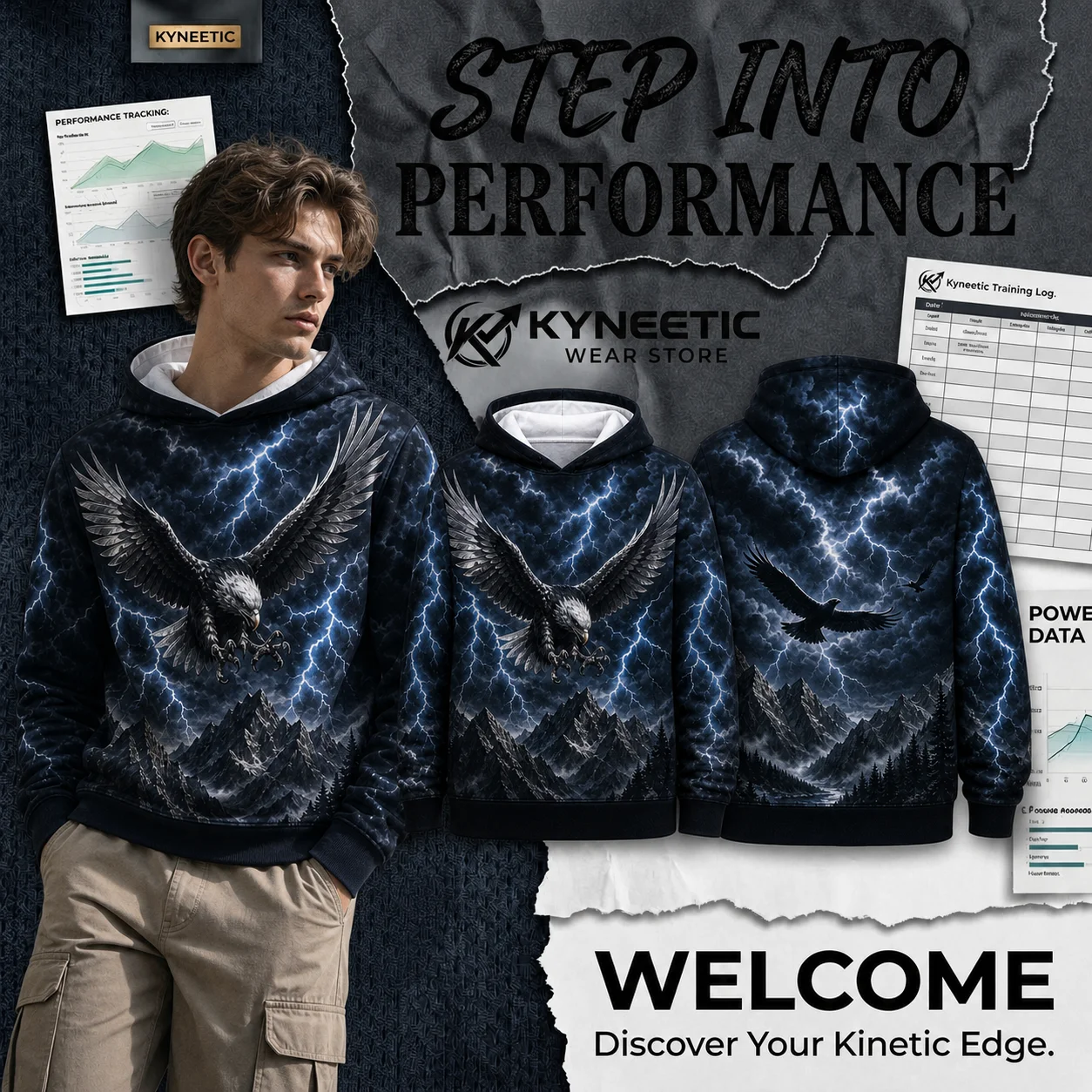 Cool Eagle Parent-Child Hoodie Vintage Nature Thanksgiving Autumn Pullover Sweatshirt Long Sleeve Pocket Landscape Outfits Top