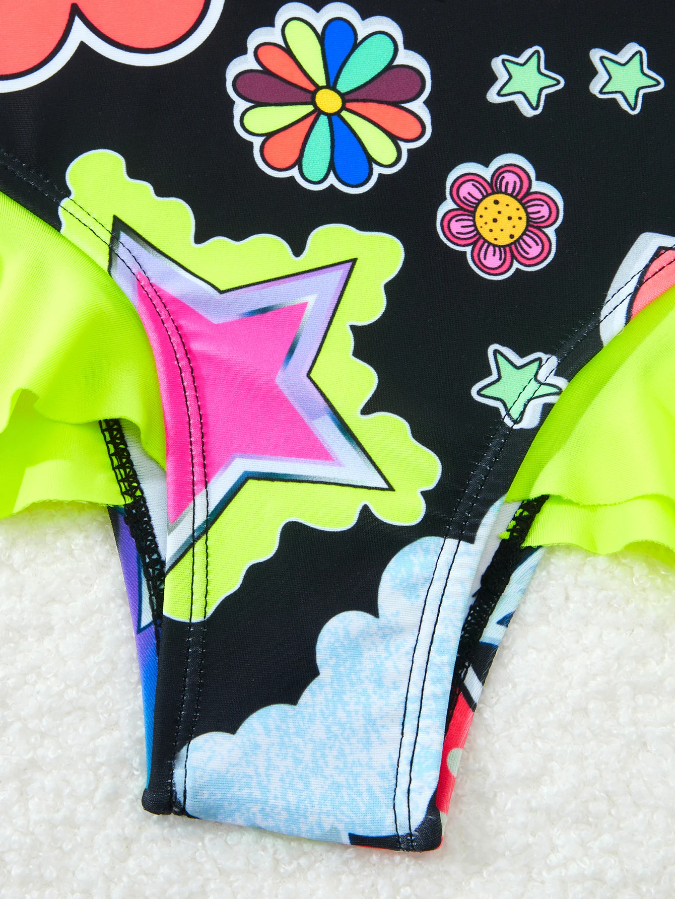 2025 Printed Ruffle Girls Swimsuit One Piece Kids Swimwear Children Swimming Bathing Swim Suit Beachwear