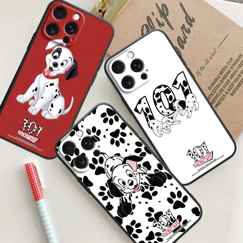 101 Spotted Dog Disney Cartoon For iPhone 15 14 13 12 11 XS XR X 8 7 SE Pro Max Plus Mini Black TPU Phone Case