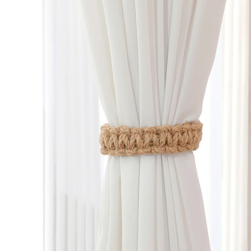 20pcs Braided Curtain Tiebacks Rustic Jute Rope Handmade Curtain Ties Holdbacks for Sheer Drapes Boho Farmhouse Decoration