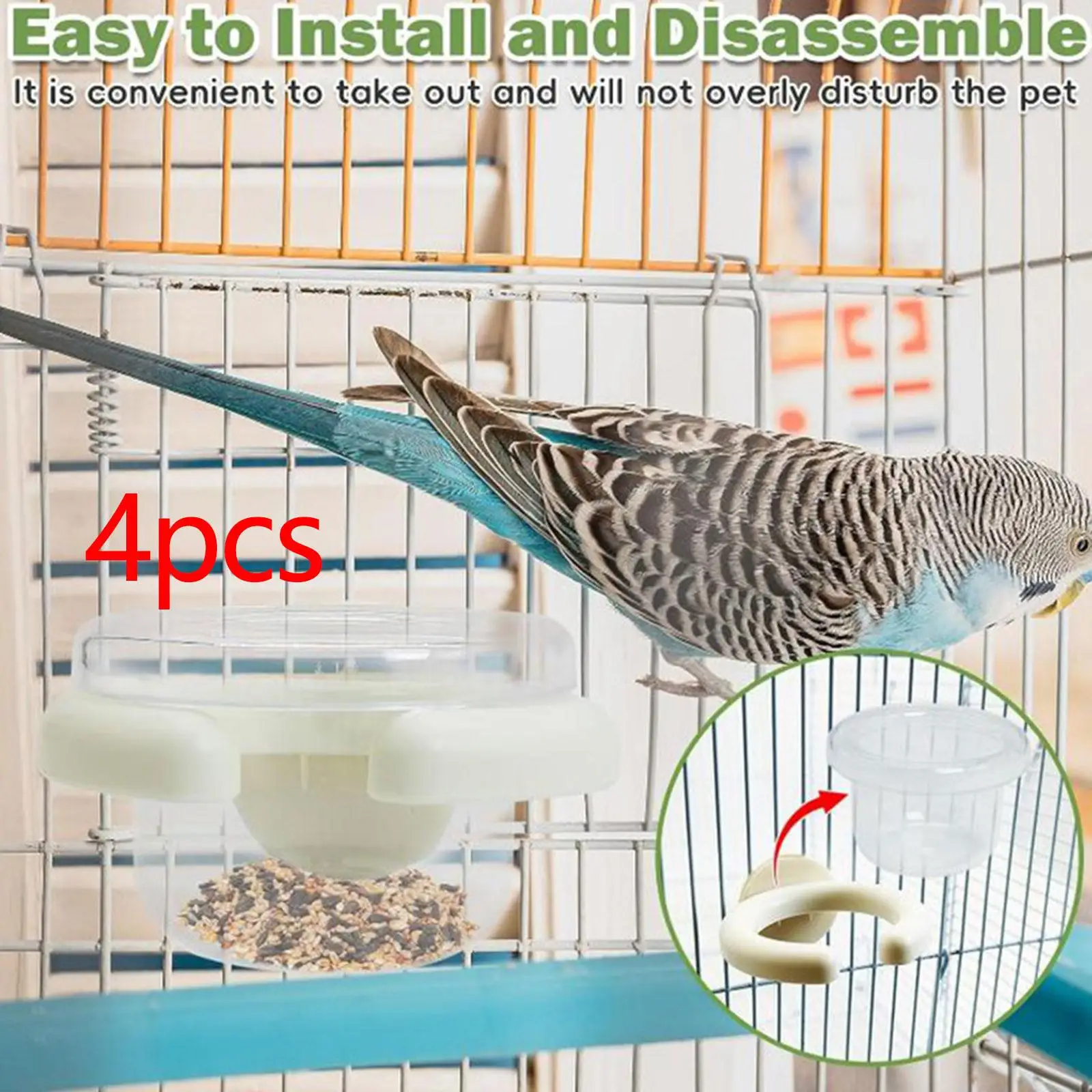 

4Pcs Bird Water Dispenser Food Container Sturdy Multifunctional Yard Transparent for Outside Hanging Accessory Decorative