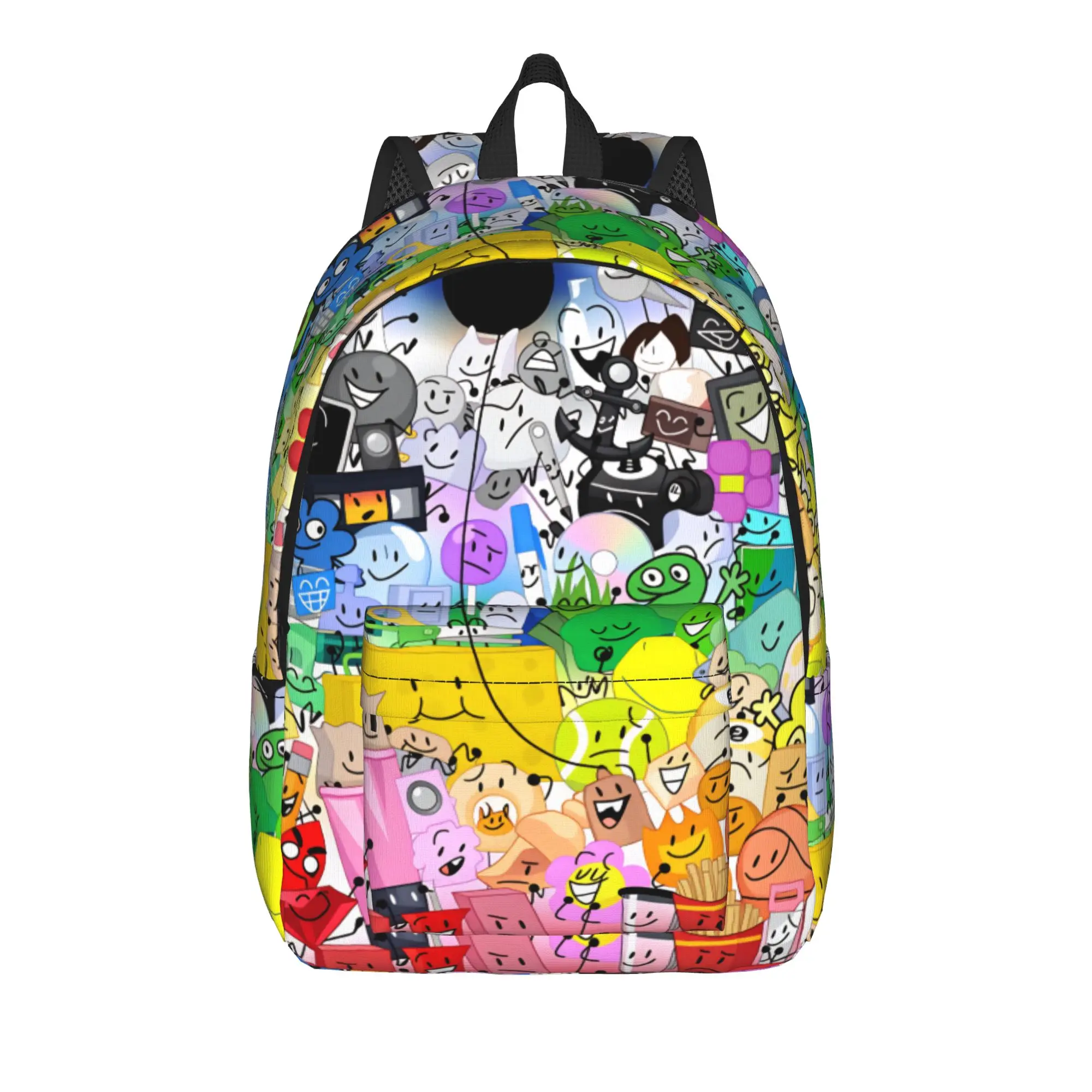 BFDI Inanimate Insanity All Characters  Backpack  Women Men Polyester Hiking Backpacks Durable Fashion School Bags Rucksack
