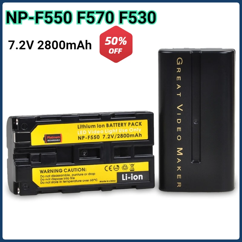 

NP-F550 F570 Battery for Yongnuo Viltrox Video Light YN300 II YN300 III YN600 Air T119S NP-F Video Light NP F550 F330 F530