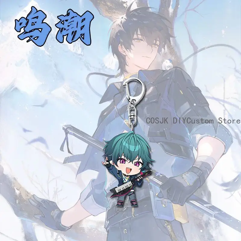 4PCS Game Zani Carlotta Wuthering Waves Anime Q-version Backpack Pendant KeyChain Key Chain Kawaii Figure Acrylic Keyring Gift