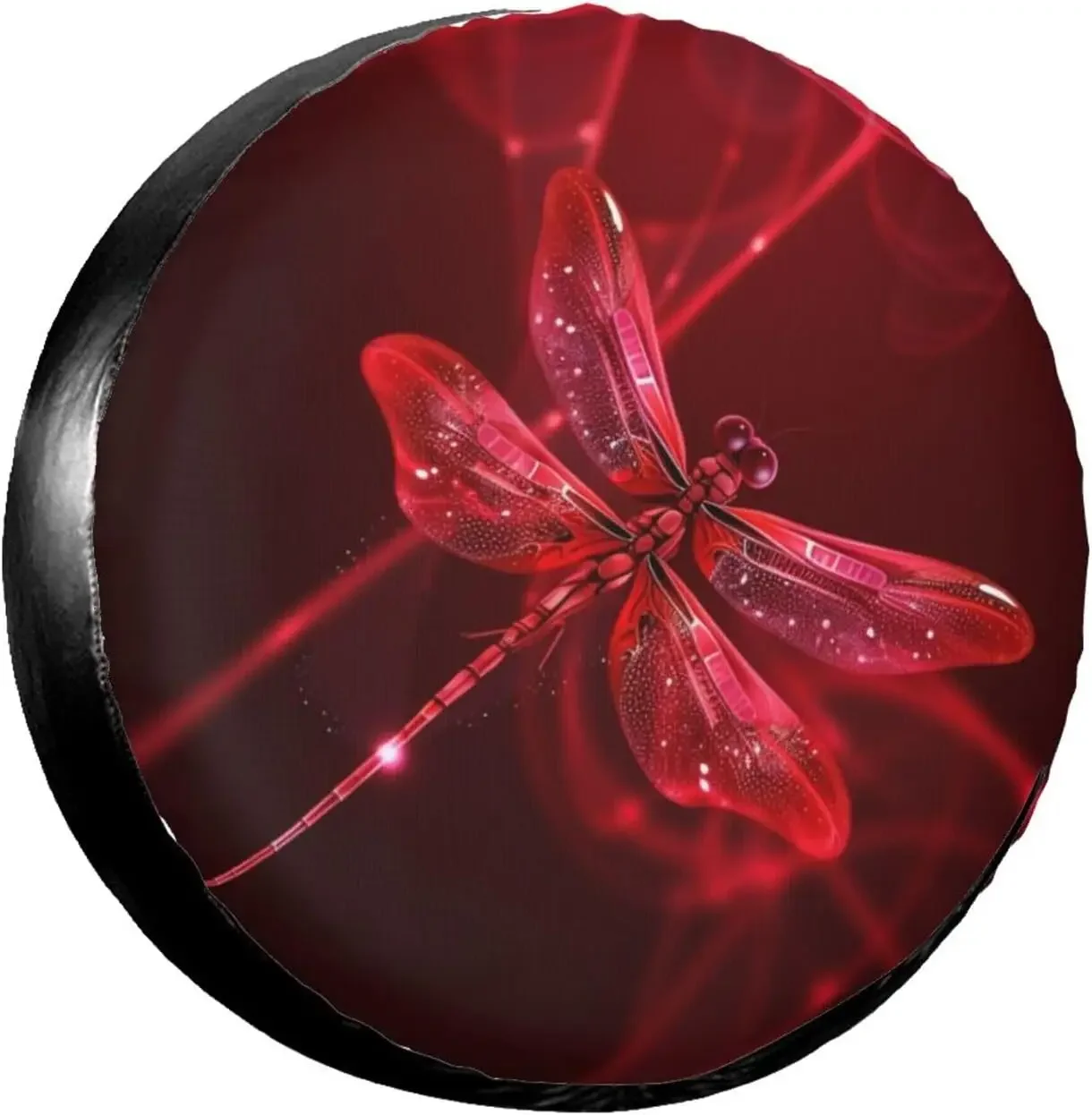 Protectores de rueda de cubierta de neumático de repuesto con estampado de libélula roja abstracta, a prueba de agua y polvo, ajuste Universal para SUV, camión, Camper, viajes