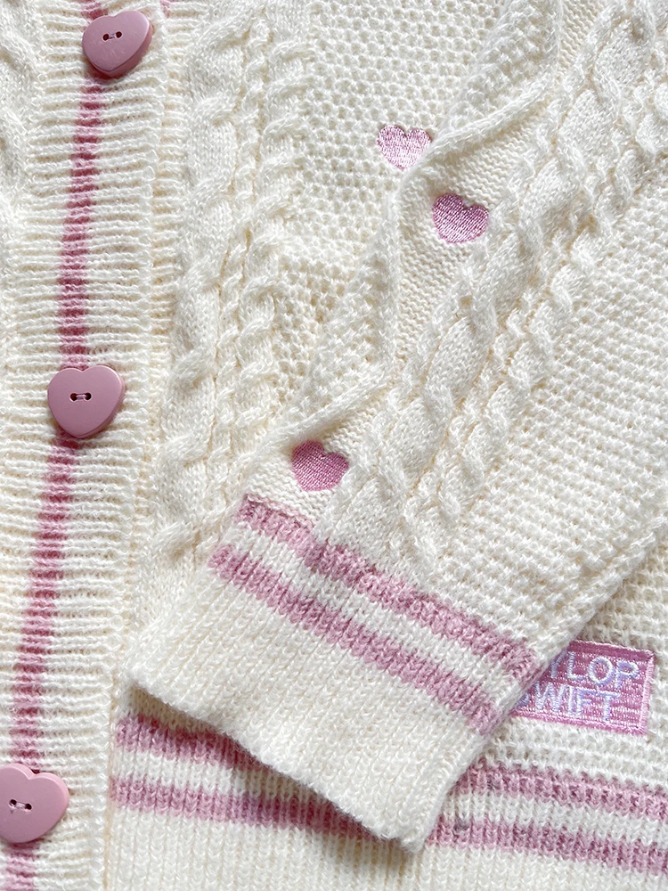 سترة عاشق مع زر القلب الوردي شارة مطرّزة لينة محبوك سترة مريحة عاشق عصر TS Merch TayTay هدية عيد الحب #4