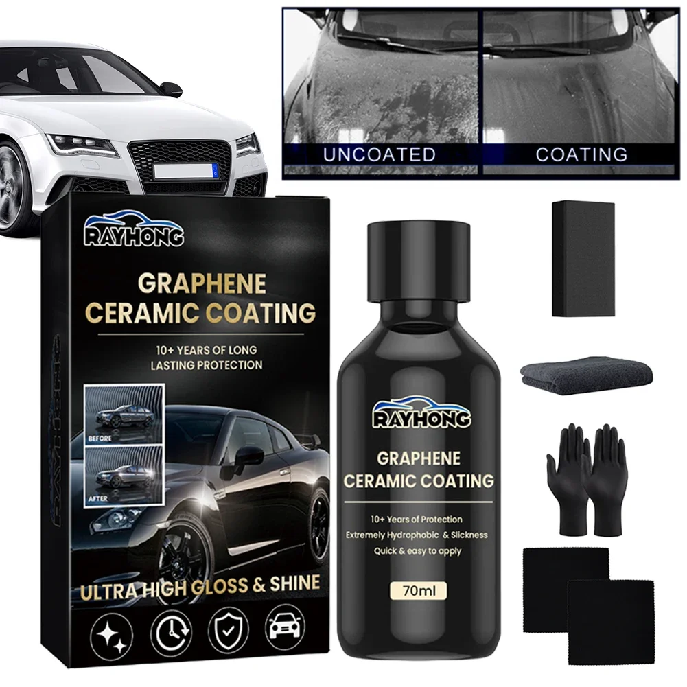 70ml Graphene Ceramic Coating UV Glow Nano Ceramic Coating Graphene Car Paint Care Anti Scratch Graphene Glass Plated Car Polish